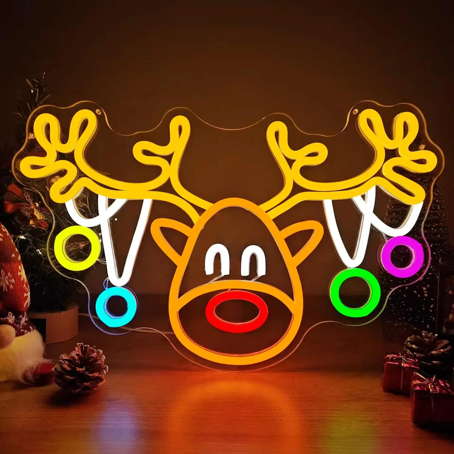 Christmas Neon Elk Sign Dimmable Reindeer