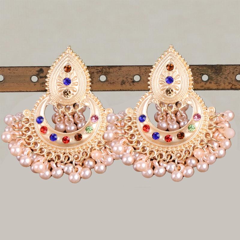 Retro Indian Bollywood Earrings Ethnic Style Earrings Kundan Peacock Jhumka Jhumki Drop Earring Gypsy Jewelry Decoration
