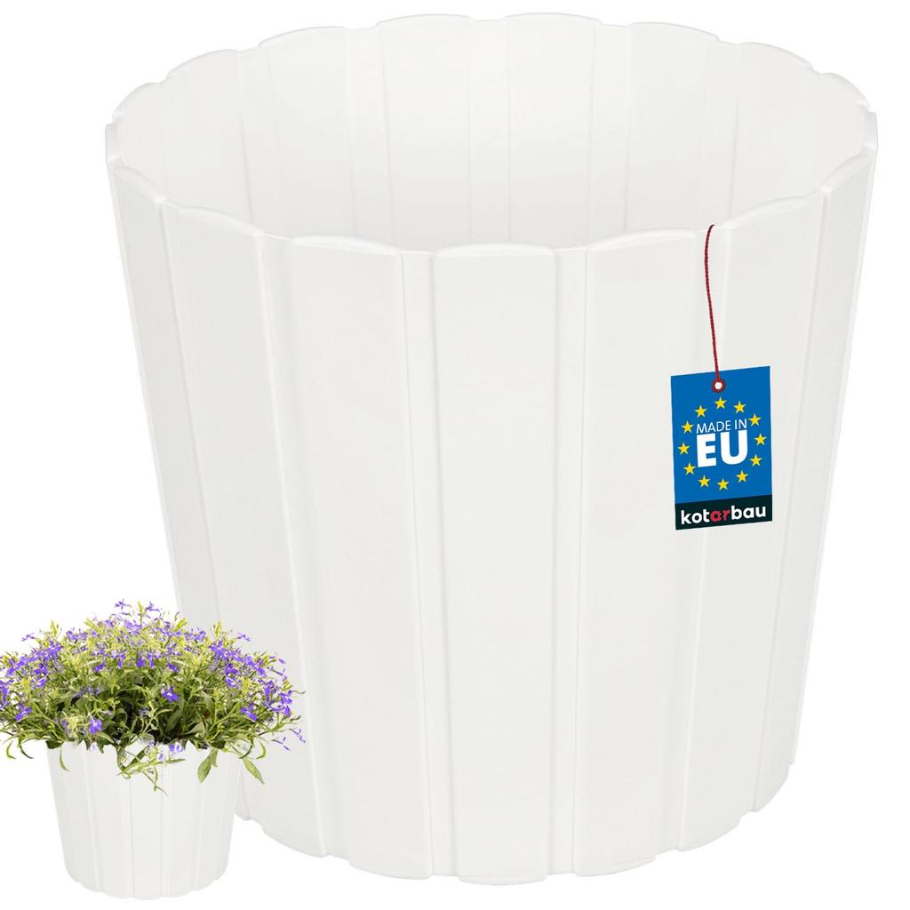 Plastic Flower Pot for Flowers and Herbs On the Balcony or Terrace, White, 20 X 18 Cm
