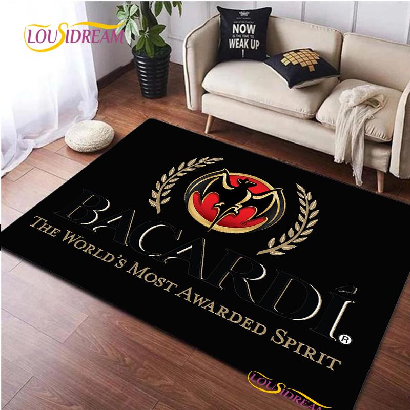 Bacardi Rum Logo Kreative Bereichsteppiche, Teppich für Wohnzimmer Schlafzimmer Heimdeko, Kinder Küche Badezimmer Rutschfeste Fußmatte Alfombra
