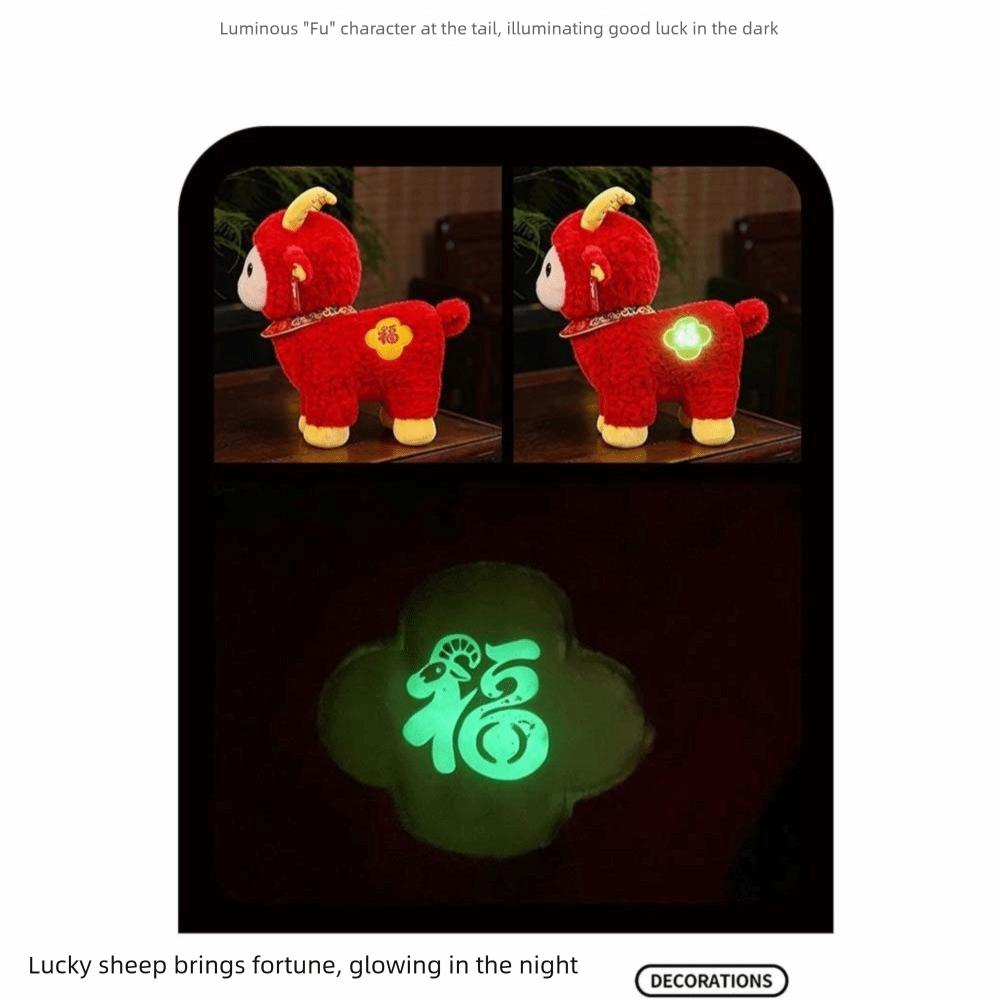 Red Zodiac Sheep Doll Cute New Year Gift Fortune Mascot Cushion Plush Lamb Toy Spring Festival