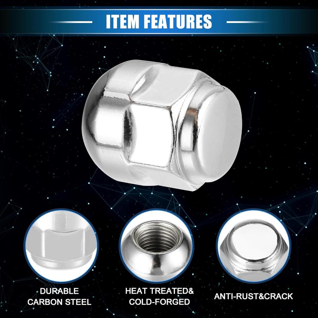 10 Pcs Wheel Lug Nuts Compatible for Honda Odyssey for Honda Pilot, Durable Chorme Plated M14x1.5 Carbon Steel Silver Tone Tire Lugnuts