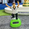 Solar Energy Car Figurine Soccer Swinging Toy for Dashboard, Nodding Football Bobblehead, Battery-free Auto Shake Decoration Vehicle Office