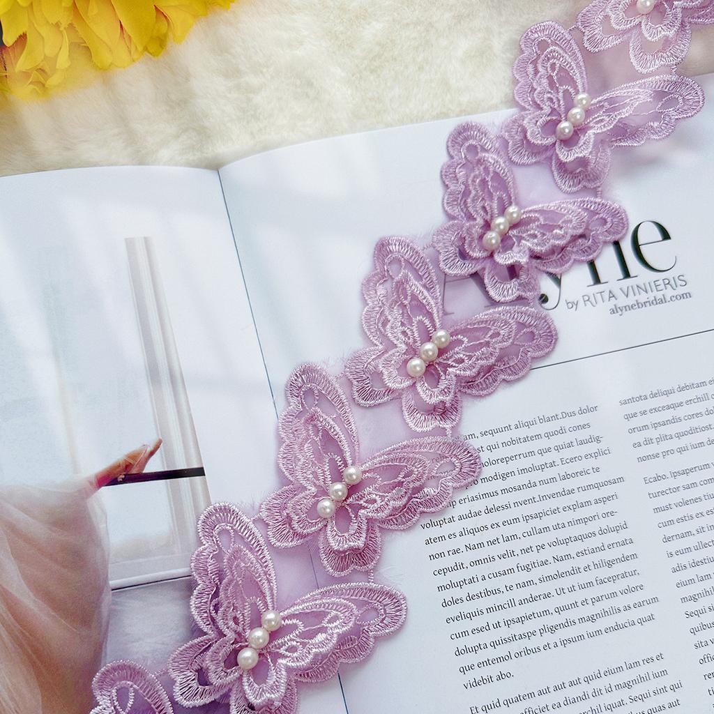 Embroidery White Double Butterfly Beads Barcode Clothing Doll Jewelry Diy Accessories Lace