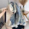 New winter cashmere scarf women's peony flower thickened warm scarf retro elegant high-end shawl