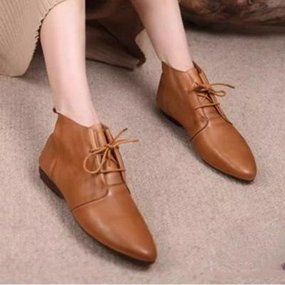 Scarpe da Donna in Saldo Nuovi Stivaletti da Donna Stringati Autunno Punta Appuntita Tinta Unita Gambale Corto Tacco Basso Stivali Moda Zapatos De Mujer