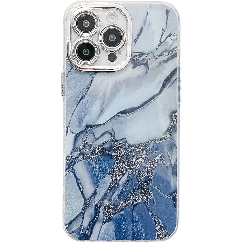 This Is A Fashionable and Light Luxury Electroplated Protective Case Suitable for IPhone16Promax with A Marble Texture
