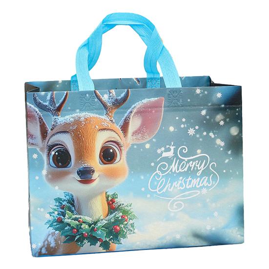 Christmas Gift Bags Large Reusable Tote Bag with Handles Non-Woven Christmas Grocery Shopping Bag for Holiday Xmas Party Supplies