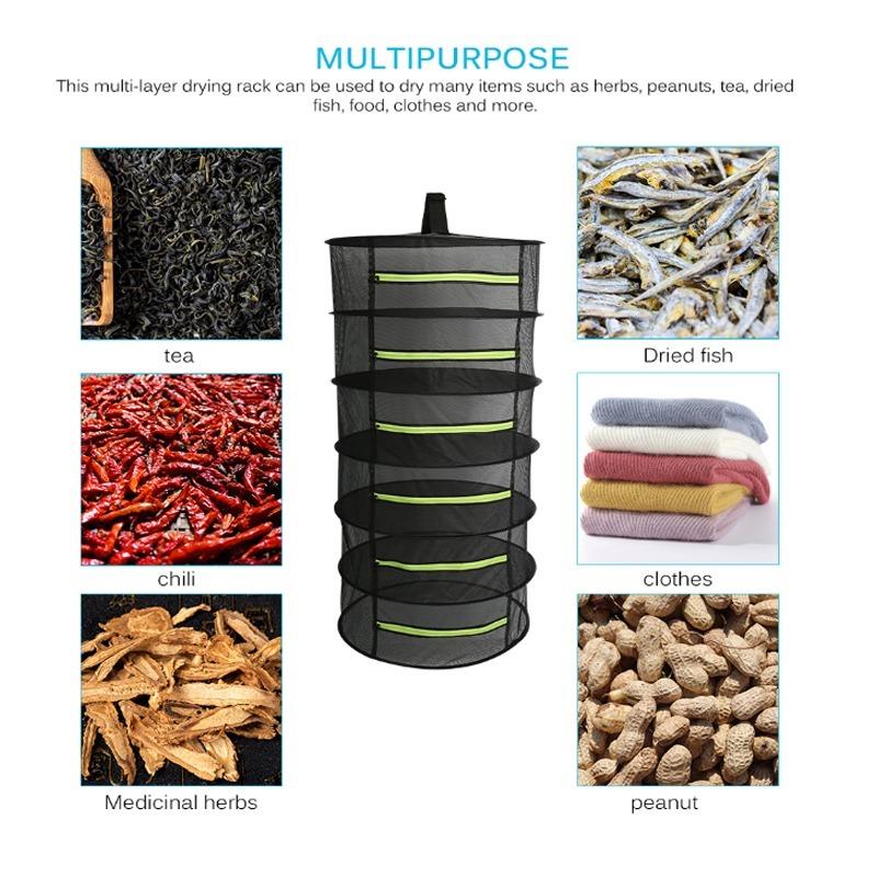 1Pc 2/4/6 Layers Drying Net for Herbs Hanging Basket Folding Dry Rack Herb Drying Net Dryer Bag Mesh For Flowers Buds Plants Organizer