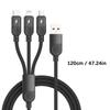 3 in 1 Fast Charging Cable 3 Interfaces Braided Cord Data Line for Phone Tablets Power Supply and Transfer