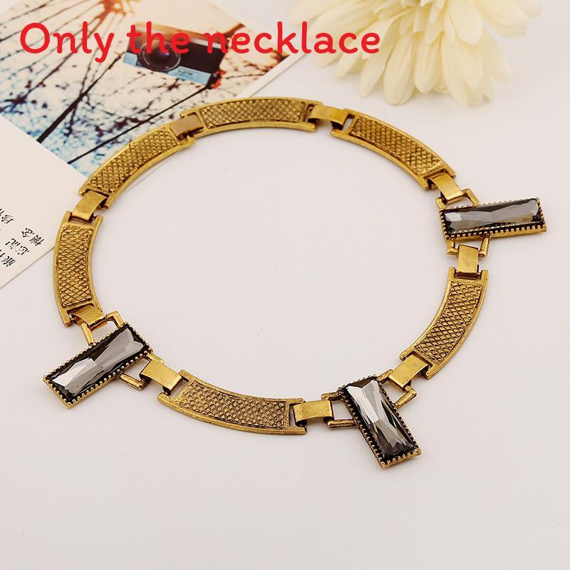 Geometrische Vintage-Legierungskette mit Strassverzierungen für Damen im Bohème-Stil