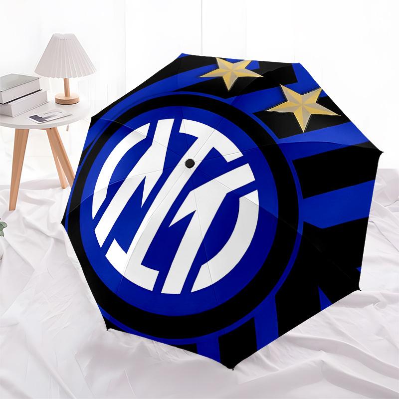 Inter Milan, Badge Automatic Opening and Closing, 8 Rib Structure Portable Umbrella, Suitable for Men and Women In All Seasons Perfect Gift