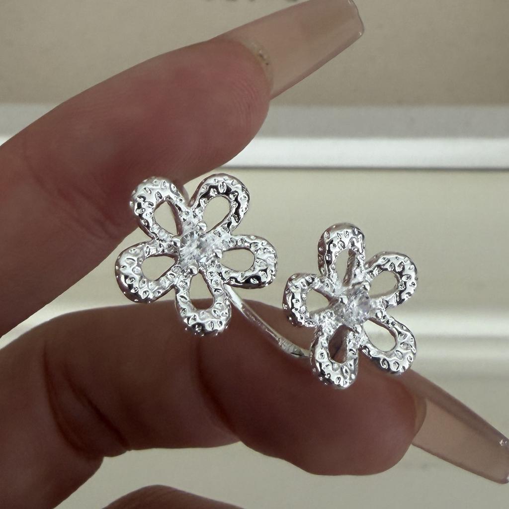Xiaomi BF CLUB 925 Sterling Rings for Women Simple Geometric Handmade Irregular Retro Big Flower Ring Allergy For Birthday Gift