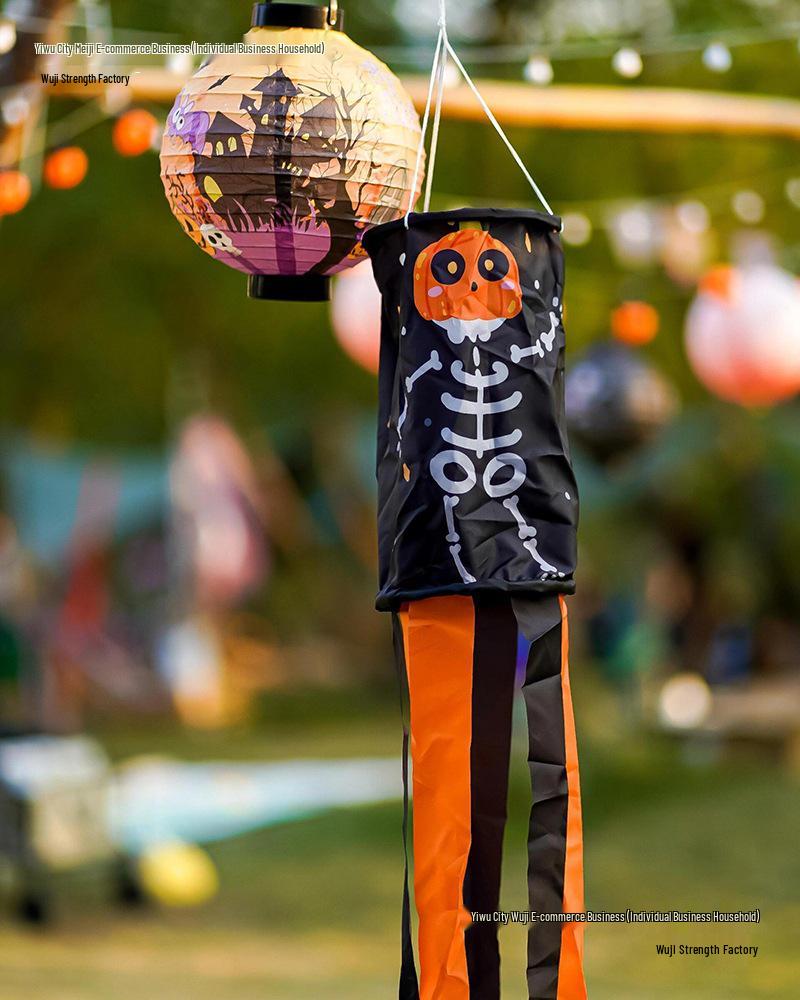 Halloween Outdoor Hanging Decorations: Pumpkin & Ghost Wind Sock Flags