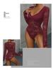 Body da Donna con Scollo Quadrato e Patchwork di Pizzo - Sexy Monopezzo a Manica Lunga
