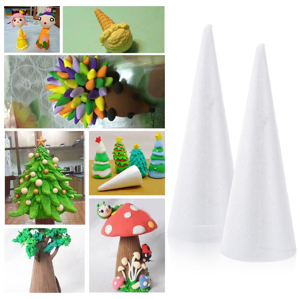Christmas Polydragon Foam Cone White Solid DIY Cone Children Handmade Craft Cone Accessories For Home Craft Christmas