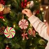 Holiday Party Supplies Wooden Christmas Balls, Candy Stripe Tree Hanging Ornaments, Festive Window Display Props Macaron Color Pendant for Home