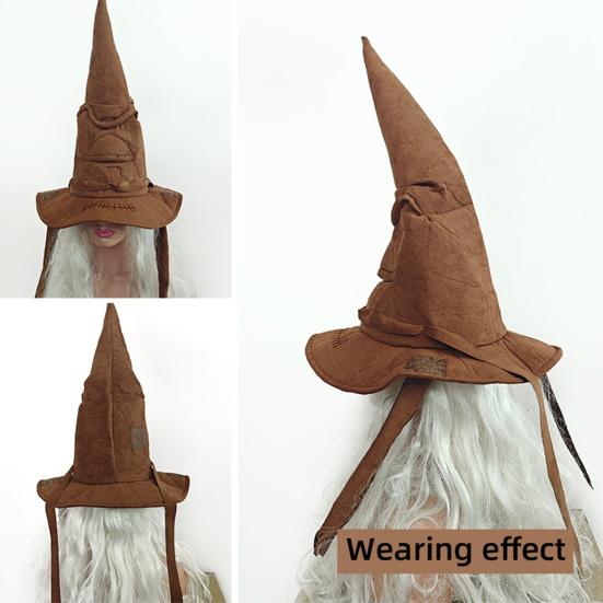 Women's Ruched Witch Hat Halloween Adult Wizard Costume for Masquerade Carnival Cosplay Party Accessory
