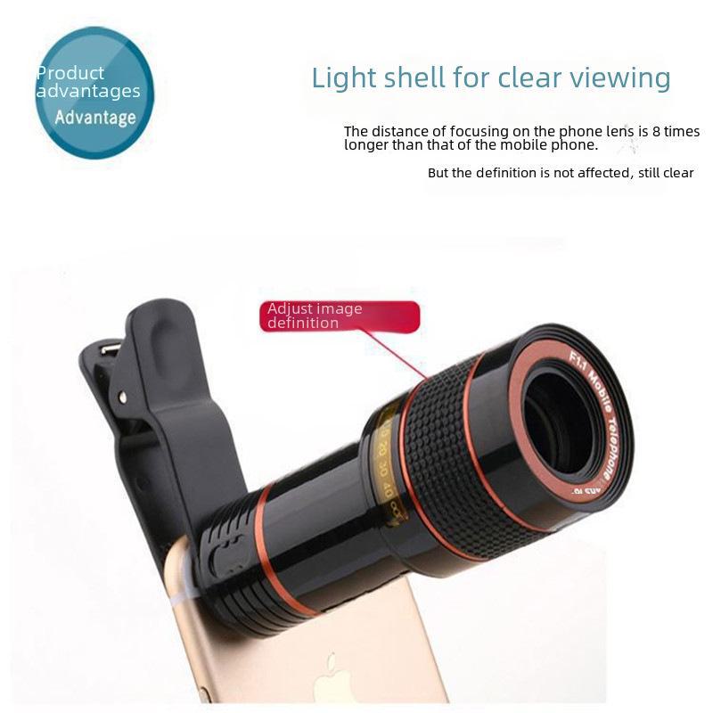 Universal 12x HD Telephoto Lens for Mobile Phones - External Camera Lens with 12X Zoom