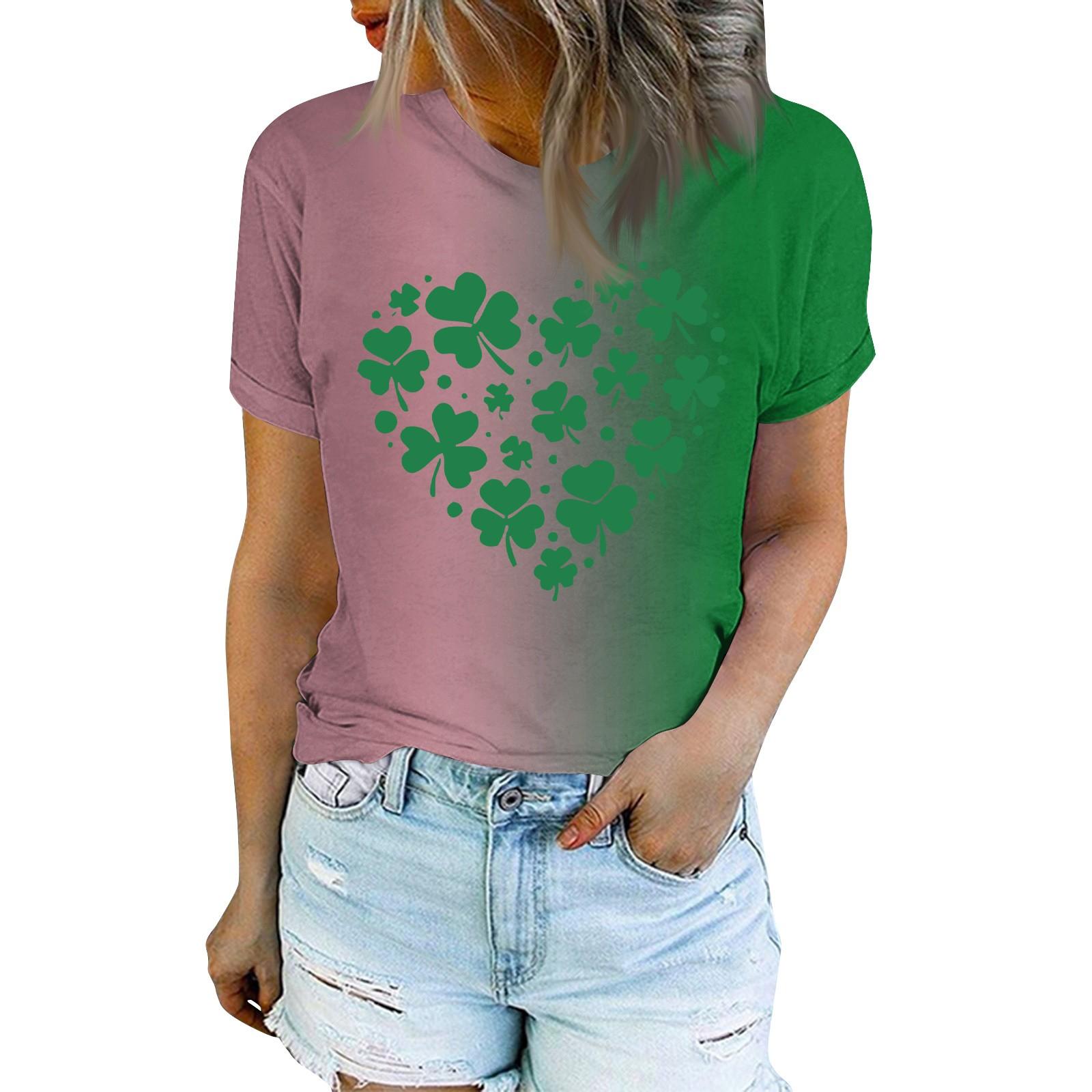 

Жіноча модна повсякденна футболка з круглим вирізом і короткими рукавами XXL зелений