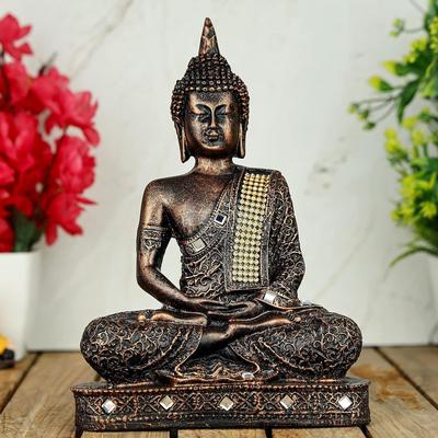 New 25 Centimetre Meditating Sitting Buddha Statue Showpiece Idol Home Decor Items for Living Room and Gifts