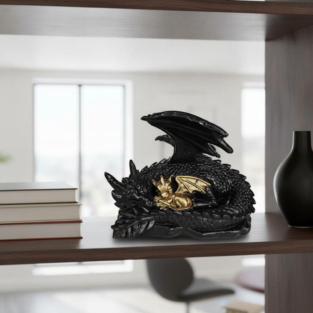 Resin Dragon Figurine Gothic with Pinions Lifelike for Bookshelf