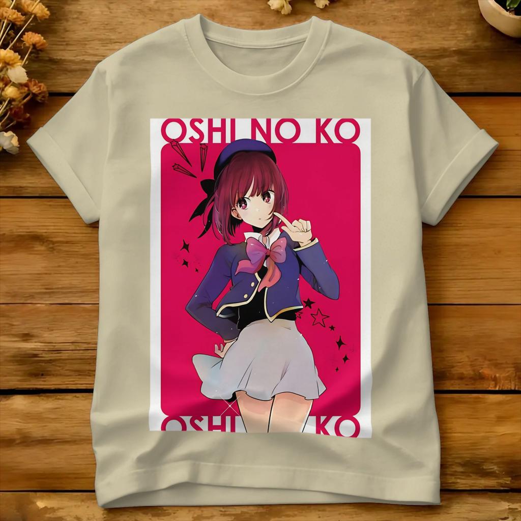 Unisex Red Cute Girl T Shirts Oshinokos 100 Cotton Tees Summer Streetwear Short Sleeves Tshirt O Neck Hippie Casual Tee Shirt