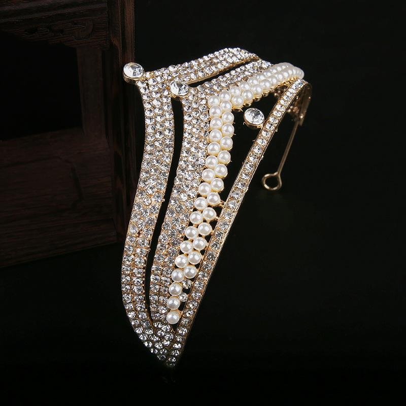 Golden Bridal Crown Wedding Hair Accessories Wedding Dress Accessories Birthday Headwear Pearl Crown Accessories