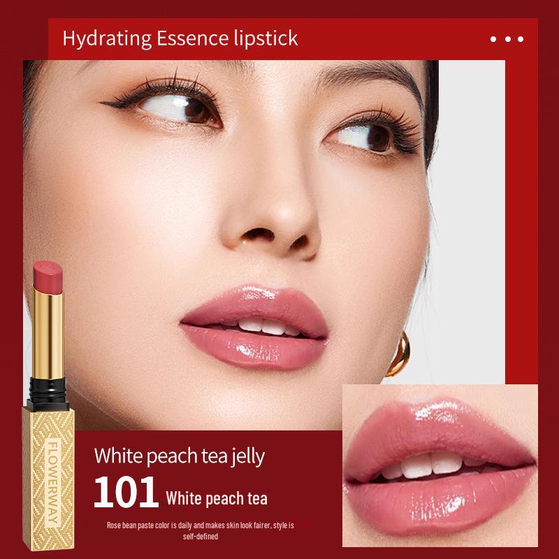 FLOWERWAY Long-Lasting Hydrating Lipstick - Silky, Moisturizing, Fade-Resistant, Whitening Gold Lip Glaze.