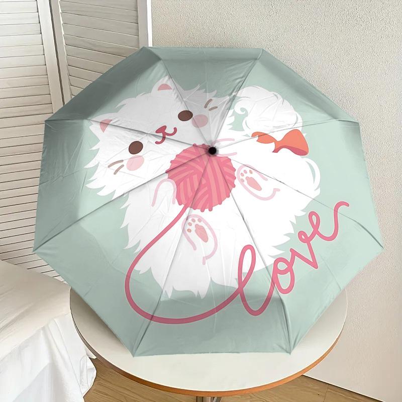 Love Cats & Yarn: Cute Cat Print Umbrella   Automatic Opening/Closing, Outdoor Protection, Lightweight and Durable Travel Accessory 190