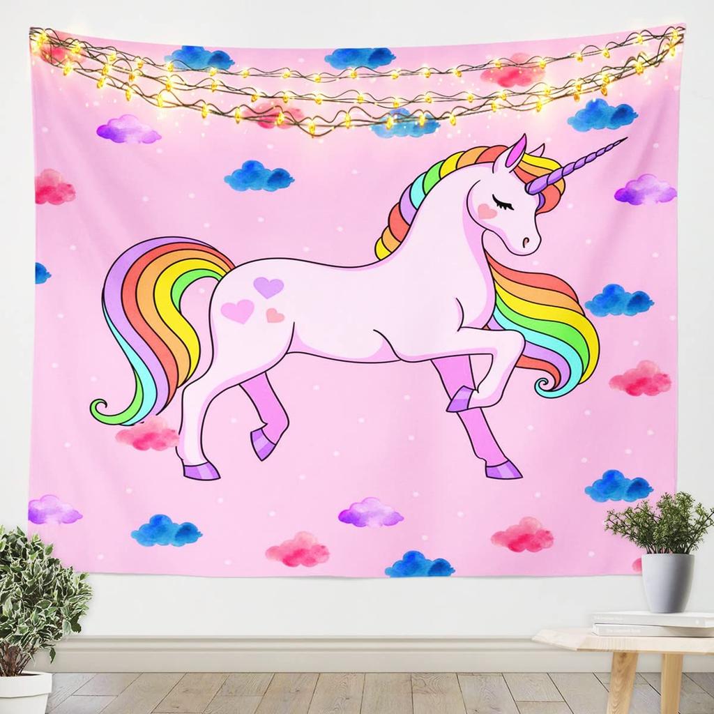 Cartoon Space Maze Tapestry, Educational Astronaut & Alien Print, Wall Hanging for Kids Bedroom Classroom Space Theme Decor