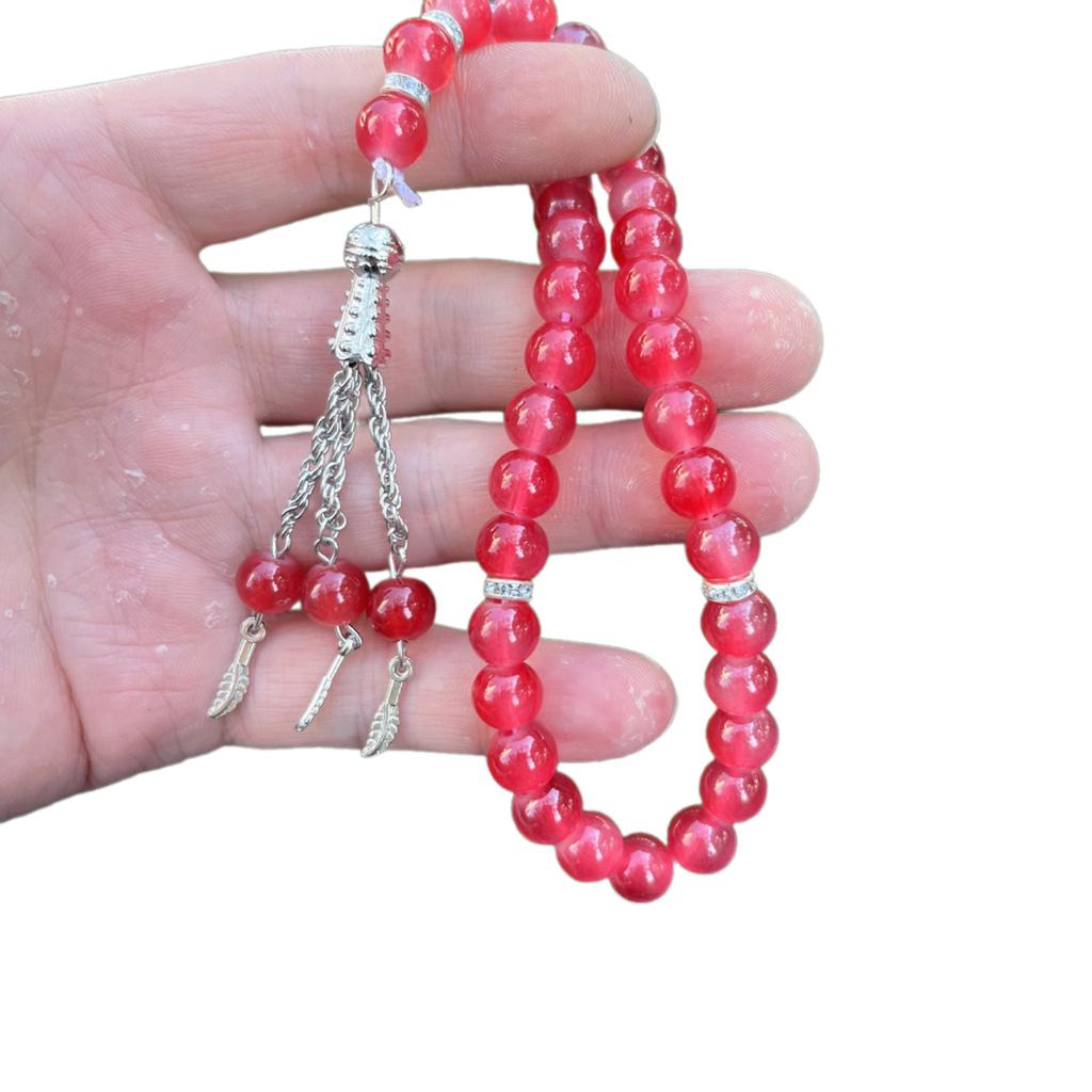 Handmade 33 Bead Tasbih Hand Bracelets Glass Prayer Beaded Bracelet Meditation Rosary Jewelry Religious Accessories