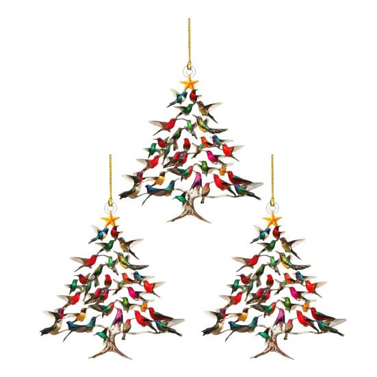 

1/2/3/4 шт. Сверкающая колибри Рождественское украшение 2D акрил Красочная Стопка Колибри Украшение Зимняя Птица Рождественский Декор 8 cm 3pcs