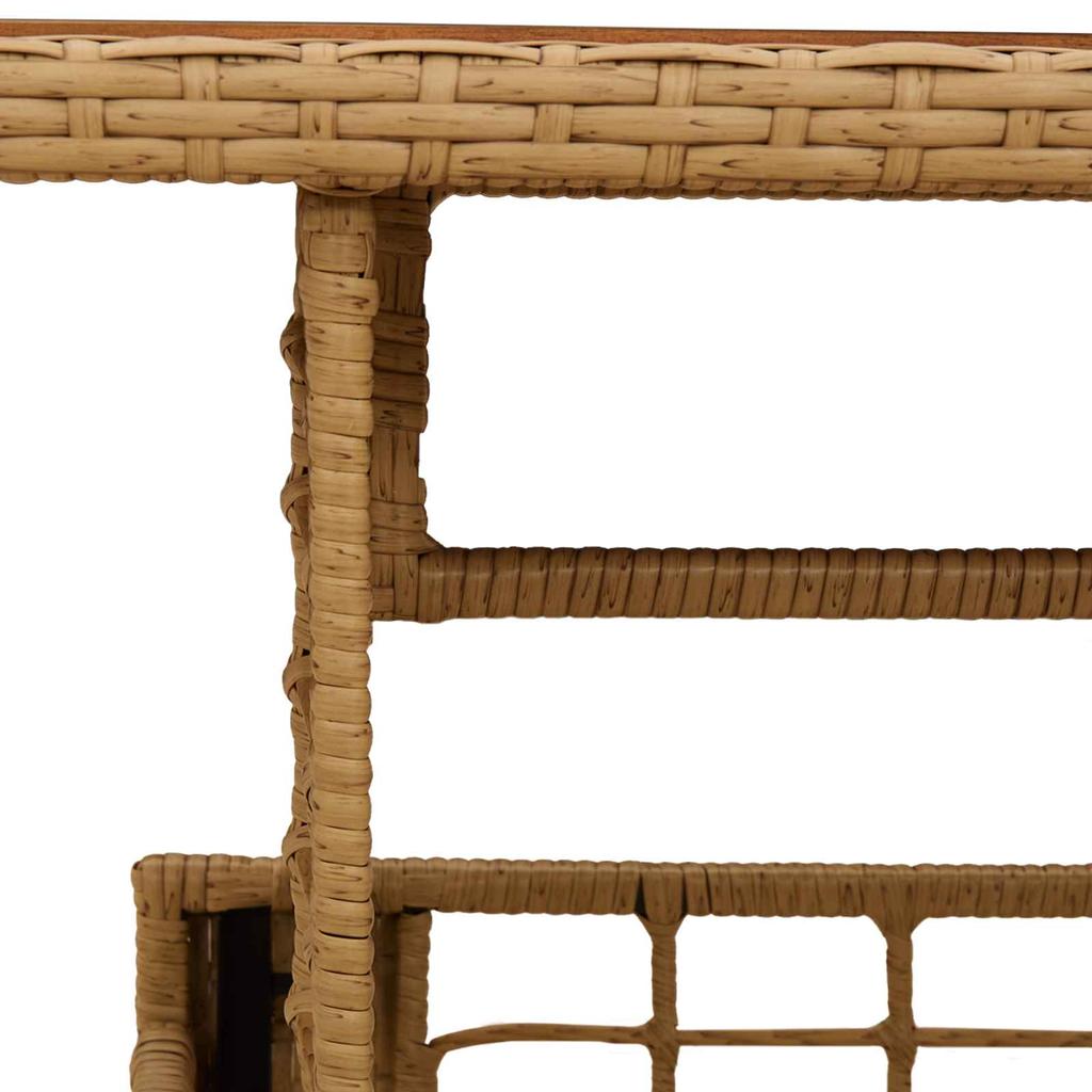 Garden Table Natural 100 x 55 x 37 cm PE Rattan and Glass