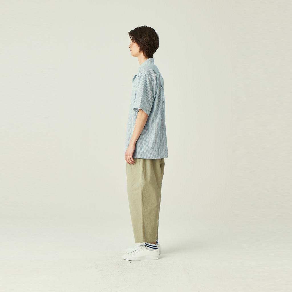 SPNK One-Pleat Wide Cotton Pants_Elkhaki