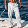 Cotton and Linen Large Size Men's Pants Breathable and Sweat-absorbing Solid Color Trousers Basic Casual Wide-leg Trousers