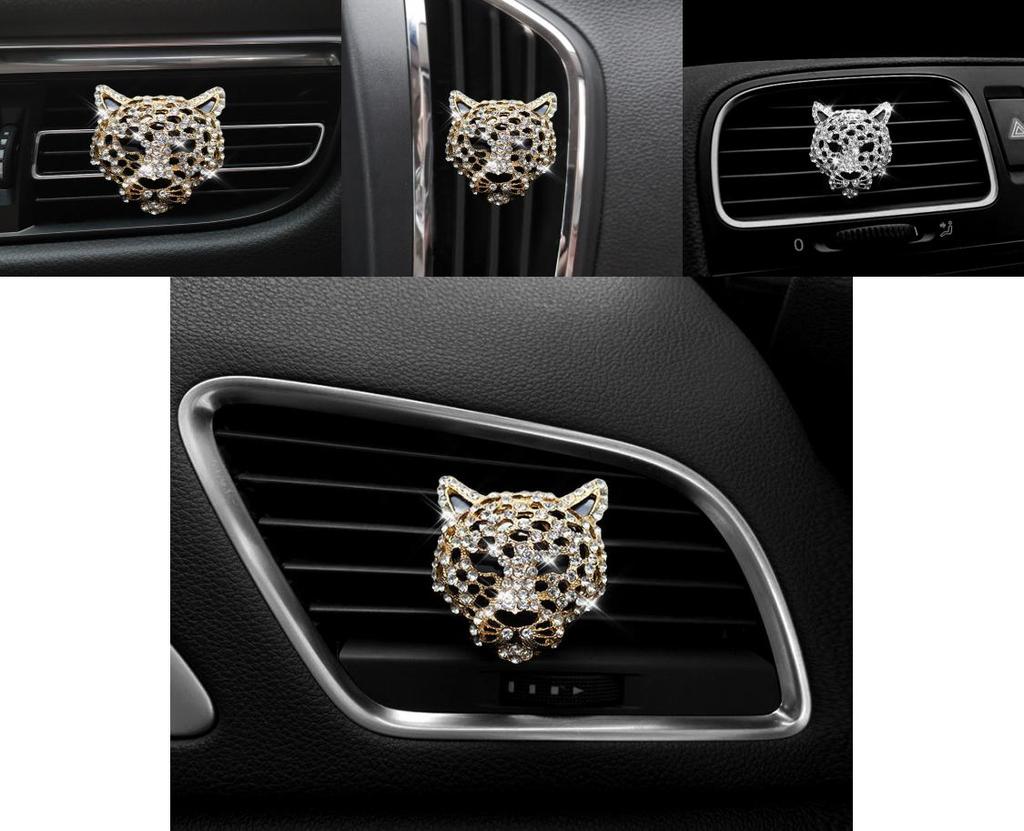Metal Car Perfume Holder With Leopard Design Long-lasting Aroma Silver And Gold Options