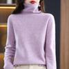 Høst Vinter Kvinner 100% Ull Rullekrave Varm Genser Koreansk Mote Ny Ensfarget Basic Langermet Allsidig Casual Strikkede Topper