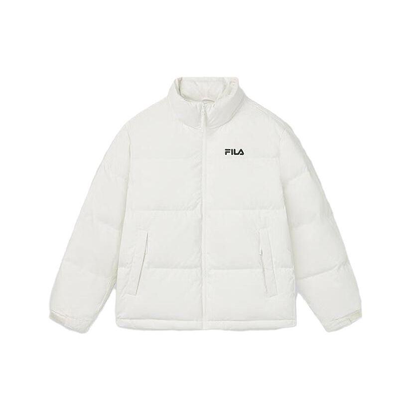 

Fila Куртка-пуховик унисекс молочно-белого цвета с принтом логотипа в виде букв, на подкладке, свободного кроя, плотная, теплая F51U349901F-IV L