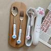 Cat Paw Cute Portable Cutlery: Stainless Steel Dessert Spoon, Fork & Chopsticks Set