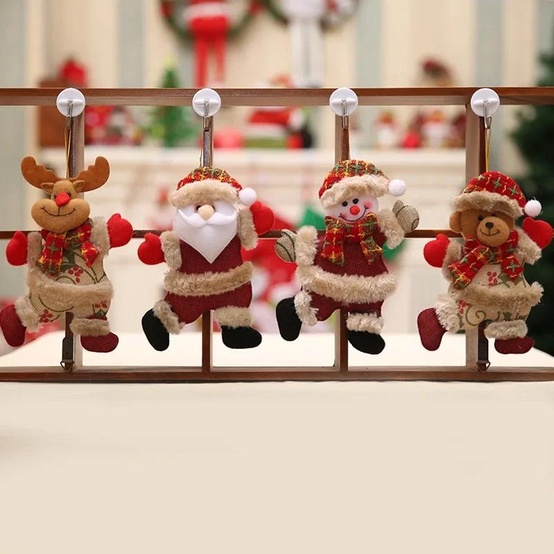 Christmas Hanging Ornaments Cute Fabric Dolls Santa Snowman Reindeer Bear Decorations for Christmas Tree Holiday Party Gift