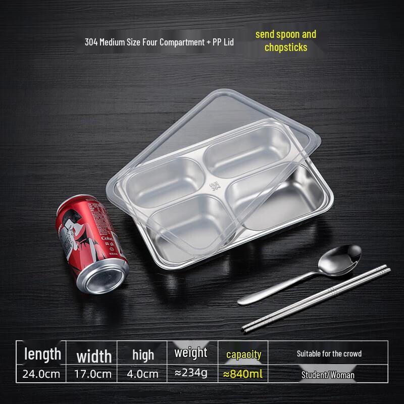 

Food-Grade 304 Stainless Steel Divided Lunch Tray
