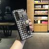 Luxury Pu Leather Houndstooth Pearl Wrist Strap Bracket Phone Cover For Samsung Galaxy Z Fold 4 3 Case