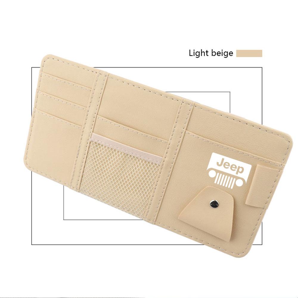 Car Sun Visor Storage Bag Glasses Clip Sunglasses Card Key Phone Holder For JEEP Grand Cherokee Renegade Compass Wrangler Trail AKV1