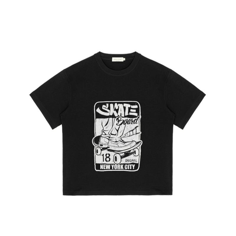 Skateboard T Shirt Black Skateboard Design with New York City Text and 180 Original Print for Streetwear Casual Wear