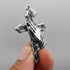Vintage Praying Hands Cross Pendant Necklace For Men Punk Stainless Steel Jewelry