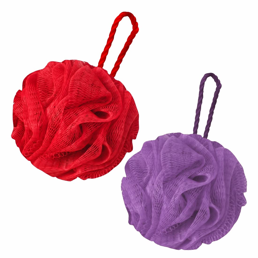 GUBB Luxe Bath Sponge Round Loofah For Women & Men, Bathing Scrubber For Body - Coral & Lilac