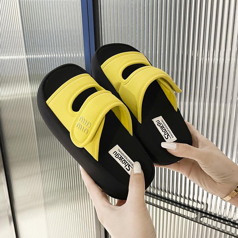 Thick-soled Velcro One-word Cool Slippers for Women To Wear In the Summer of 2025 New Fashionable Versatile with Skirts Beach Slippers
