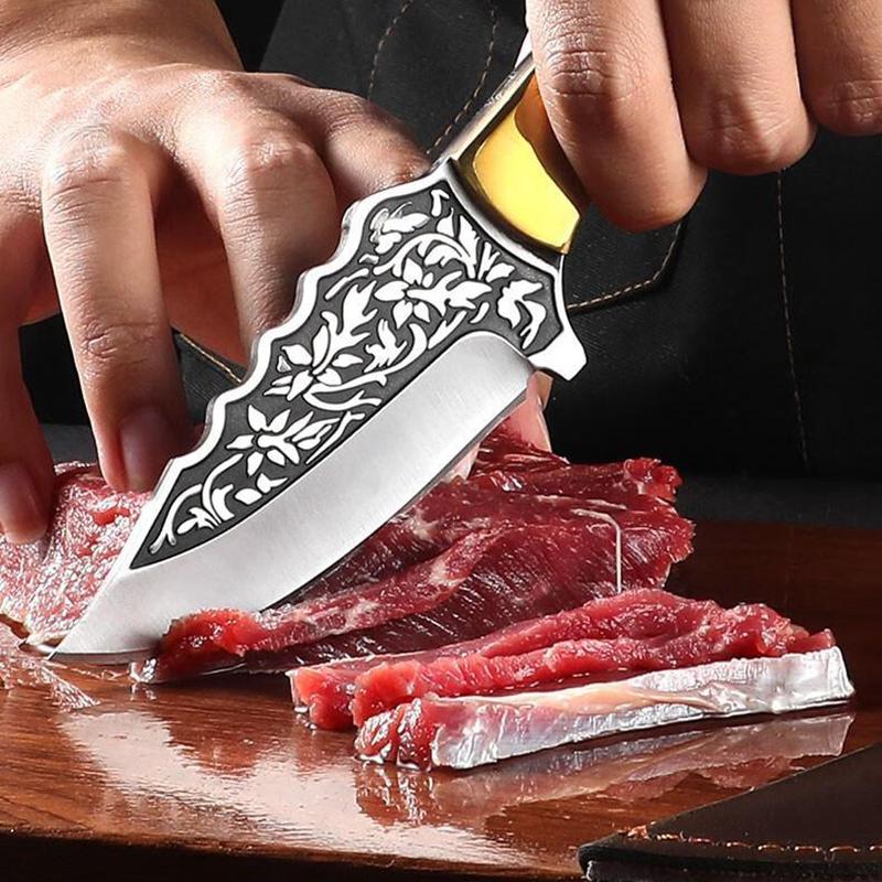 Forged Kitchen Boning Knife Cleaver Butcher Knife Meat Fish Barbecue Cutting Peeling Utility Knife with Sheath Cooking Tools
