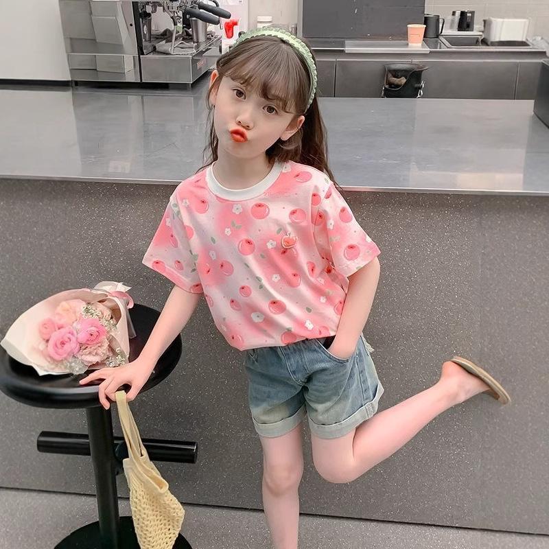 Girls Summer Loose Short Sleeve T Shirt with Dopamine Palette